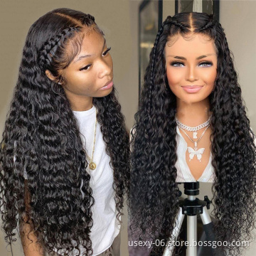 FREE Ship 13X4 water wave wig Glueless hd lace wig Vendor Unprocessed Brazilian pre plucked real human hair wig